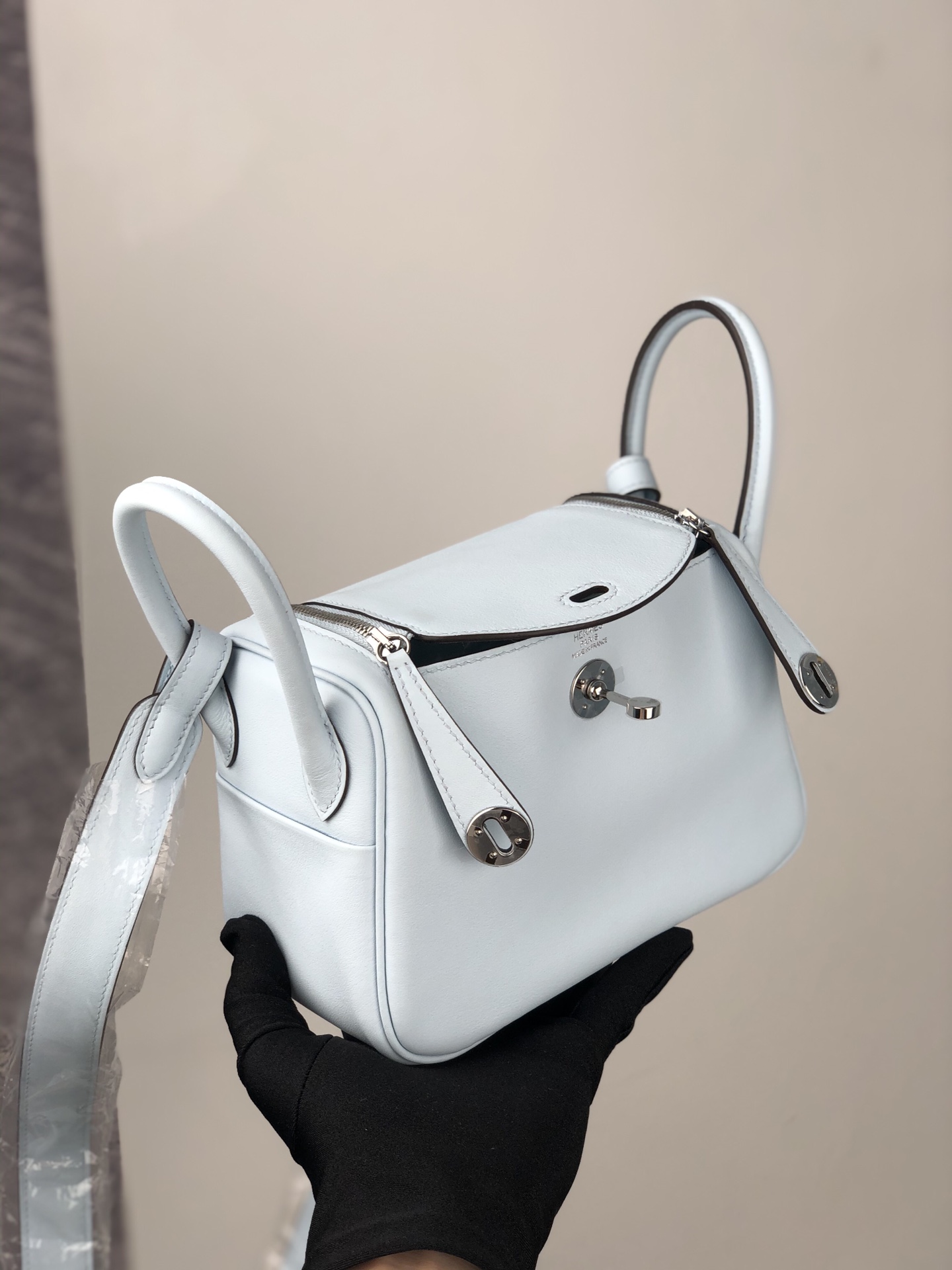 에르메스 미니 린디백 스위프트 블루 은장